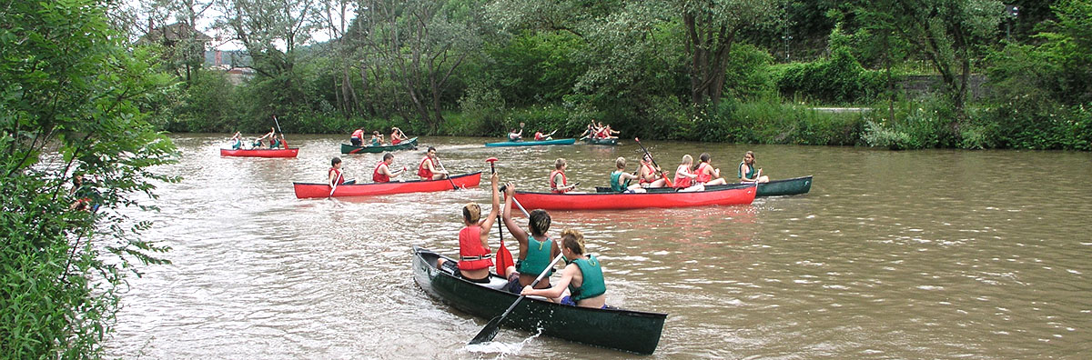 3 Kanus auf dem oberen Neckar